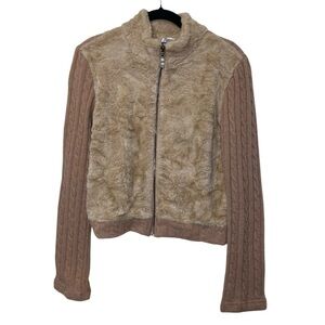 Baxis & Baxis Women's Wool Blend Zip Up Tan and Brown Jacket
